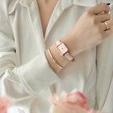  Shop Authentic Daniel Wellington Quadro Pressed Mother of Pearl Pink Dial Pink Leather Strap Watch For Women - DW00100508 - Luxxuri