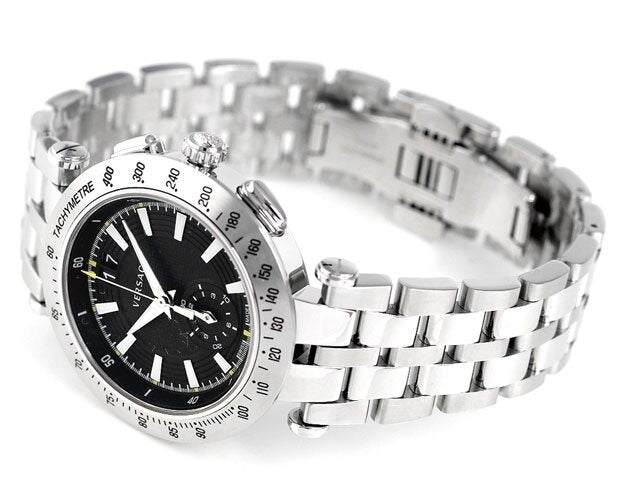  Shop Authentic Versace V-Race Sport Black Dial Silver Steel Strap Watch for Men - VAH010016 - Luxxuri
