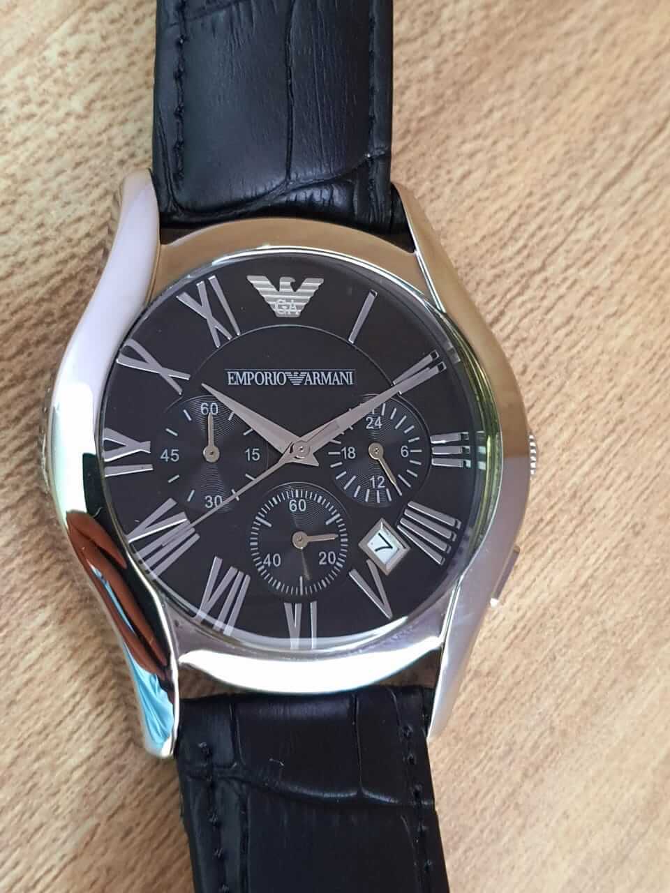  Shop Authentic Emporio Armani Valente Chronograph Black Dial Black Leather Strap Watch For Men - AR1633 - Luxxuri