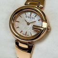  Shop Authentic Gucci Guccisima Quartz Mother of Pearl White Dial Rose Gold Steel Strap Watch for Women - YA134512 - Luxxuri