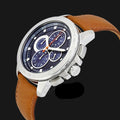  Shop Authentic Michael Kors Ryker Chronograph Analog Blue Dial Brown Leather Strap Watch For Men - MK8518 - Luxxuri