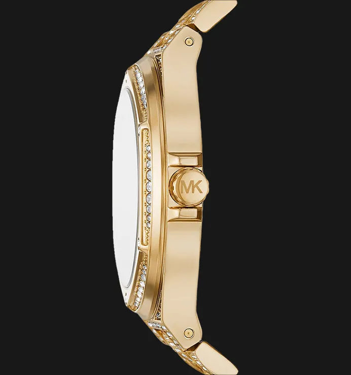  Shop Authentic Michael Kors Lennox Three Hand Crystals White Dial Gold Steel Strap Watch For Women - MK6991 - Luxxuri