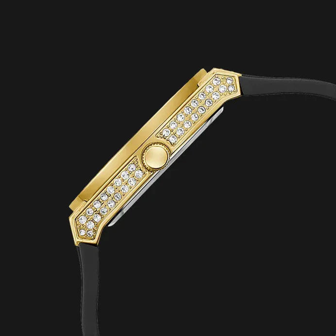  Shop Authentic Guess Princess Crystals Gold Dial Black Silicone Strap Watch For Women - GW0439L2 - Luxxuri