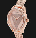  Shop Authentic Guess Tri Glitz Quartz Diamonds Rose Gold Dial Rose Gold Mesh Bracelet Watch For Women - W1142L4 - Luxxuri