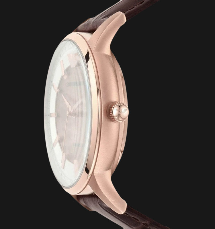  Shop Authentic Emporio Armani Meccanico Automatic Silver Dial Brown Leather Strap Watch For Men - AR60039 - Luxxuri