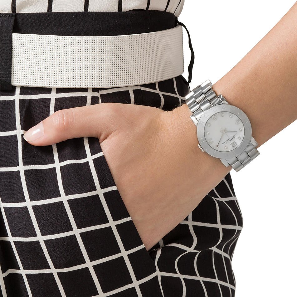 Marc Jacobs Amy White Dial Silver Steel Strap Watch for Women - MBM3054