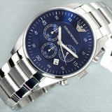  Shop Authentic Emporio Armani Sportivo Chronograph Blue Dial Silver Steel Strap Watch For Men - AR5860 - Luxxuri