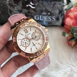  Shop Authentic Guess Limelight Quartz Analog White Dial Pink Leather Strap Watch For Women - W0775l3 - Luxxuri
