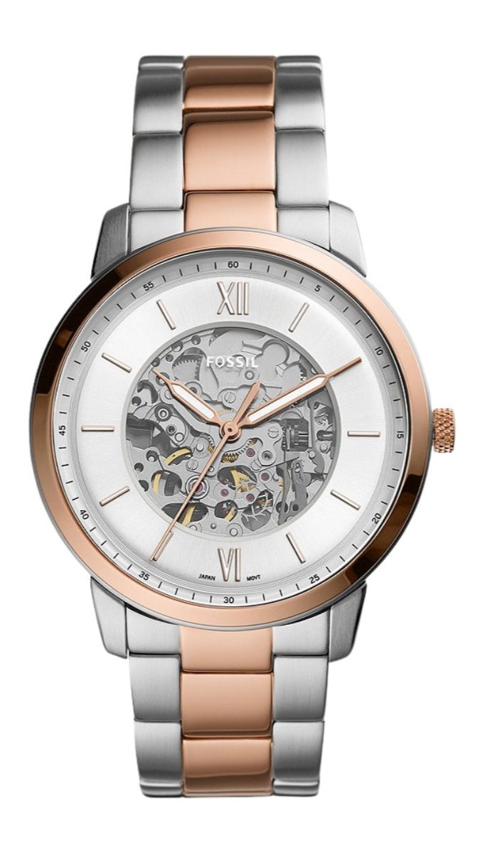  Shop Authentic Fossil Neutra Automatic Skeleton White Dial Two Tone Steel Strap Watch for Men - ME3196 - Luxxuri