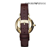  Shop Authentic Emporio Armani Gianni T Bar Burgundy Dial Burgundy Leather Strap Watch For Women - AR1757 - Luxxuri