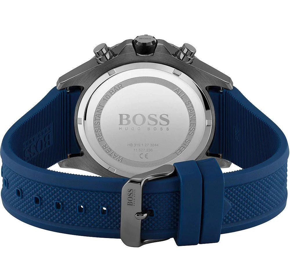 Hugo Boss Globetrotter Blue Dial Blue Silicone Strap Watch for Men - 1513821