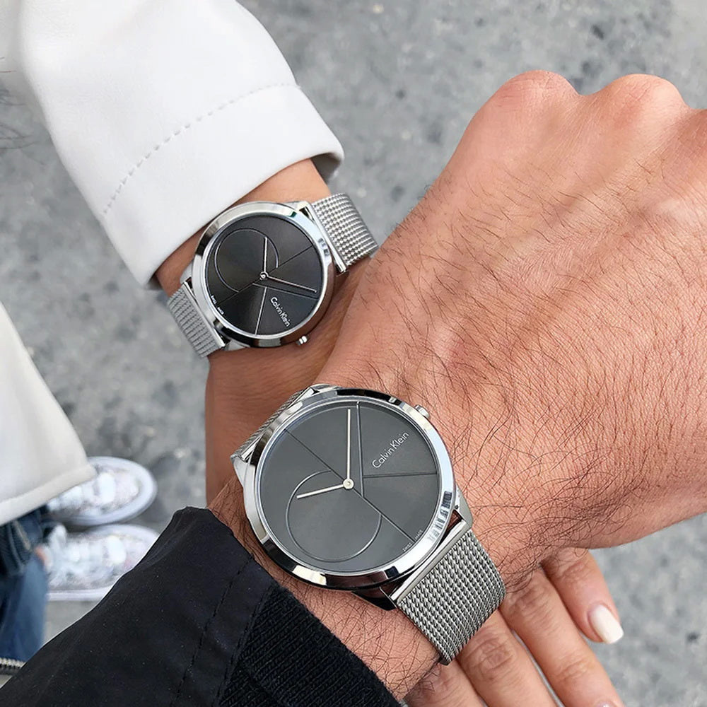  Shop Authentic Calvin Klein Minimal Black Dial Silver Mesh Bracelet Watch for Men - K3M21123 - Luxxuri