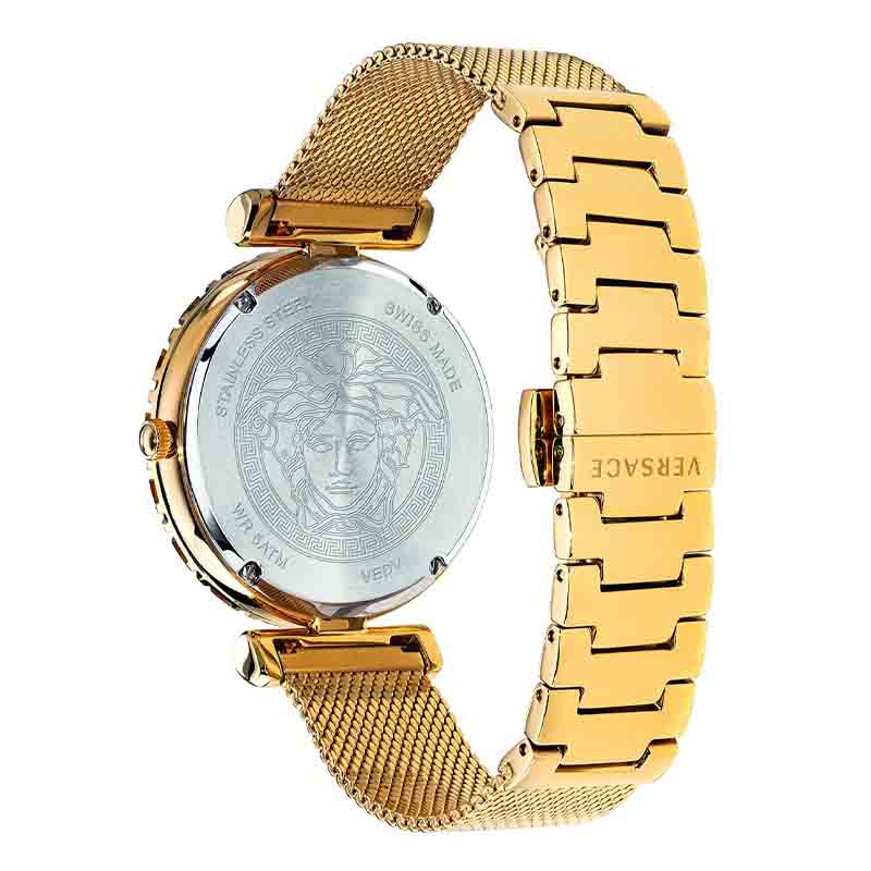  Shop Authentic Versace Palazzo Empire Greca Black Dial Gold Mesh Bracelet Watch for Women - VEDV00519 - Luxxuri