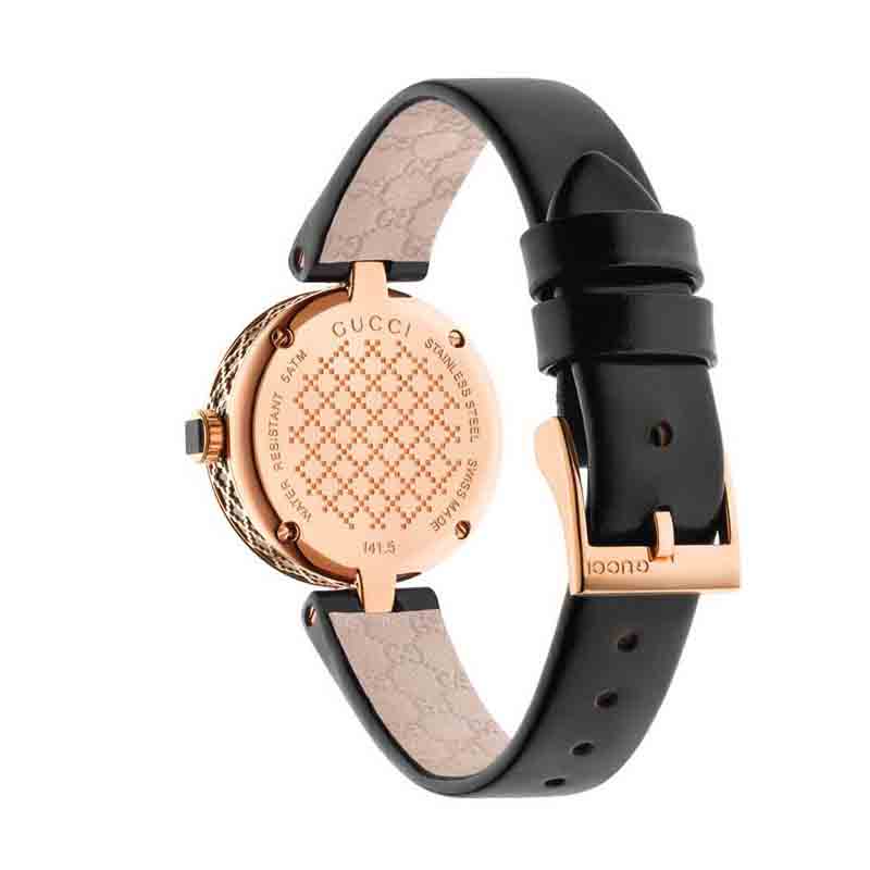  Shop Authentic Gucci Diamantissima Quartz Black Dial Black Leather Strap Watch for Women - YA141501 - Luxxuri