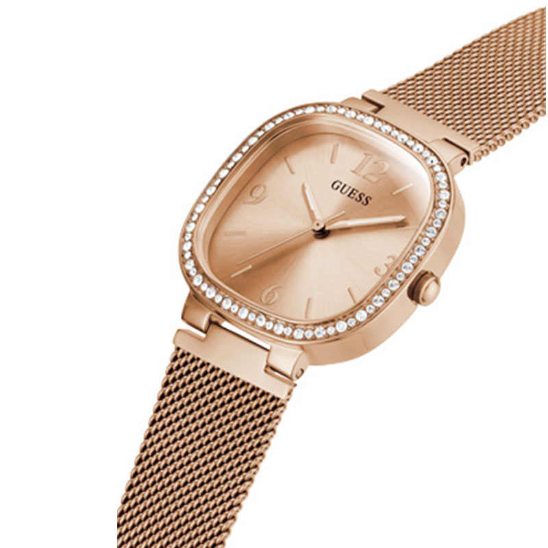  Shop Authentic Guess Tapestry Diamonds Rose Gold Dial Rose Gold Mesh Bracelet Watch for Women - GW0354L3 - Luxxuri