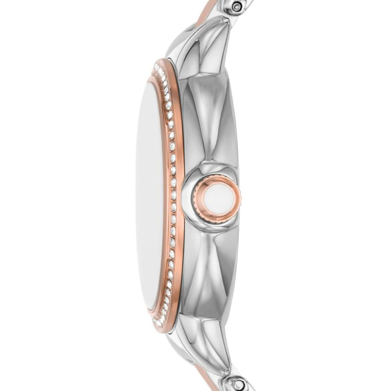  Shop Authentic Emporio Armani Three Hand Quartz Mother of Pearl Dial Two Tone Steel Strap Watch For Women - AR11569 - Luxxuri