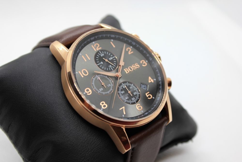  Shop Authentic Hugo Boss Navigator Grey Dial Brown Leather Strap Watch for Men - 1513496 - Luxxuri