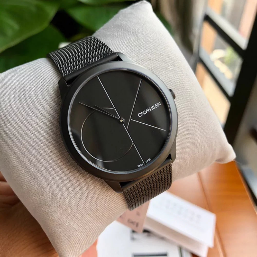 Shop Authentic Calvin Klein Minimal Black Dial Black Mesh Bracelet Watch for Women - K3M524B1 - Luxxuri