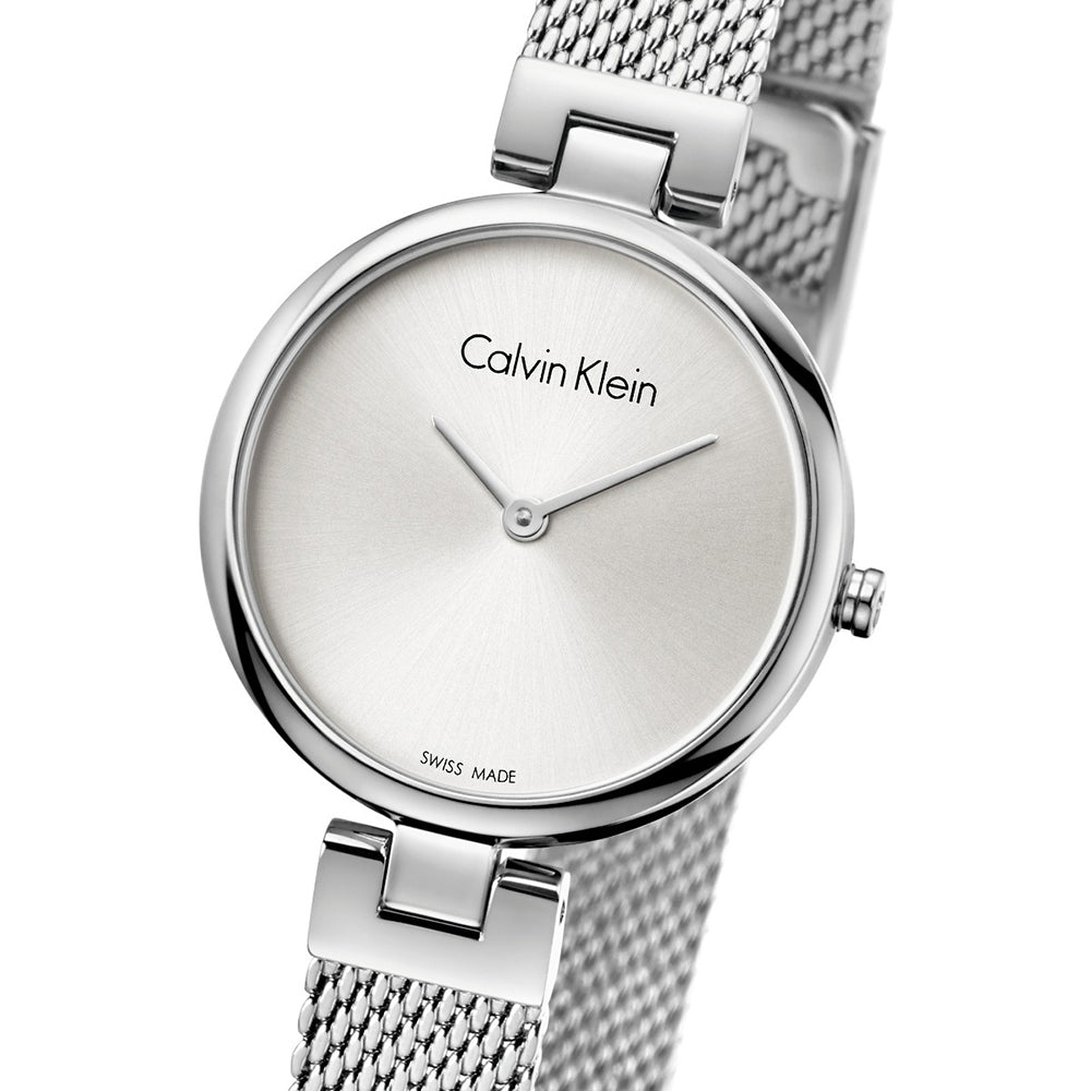  Shop Authentic Calvin Klein Authentic White Dial Silver Mesh Bracelet Watch for Women - K8G23126 - Luxxuri