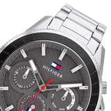  Shop Authentic Tommy Hilfiger Aiden Chronograph Grey Dial Silver Steel Strap Watch For Men - 1791857 - Luxxuri