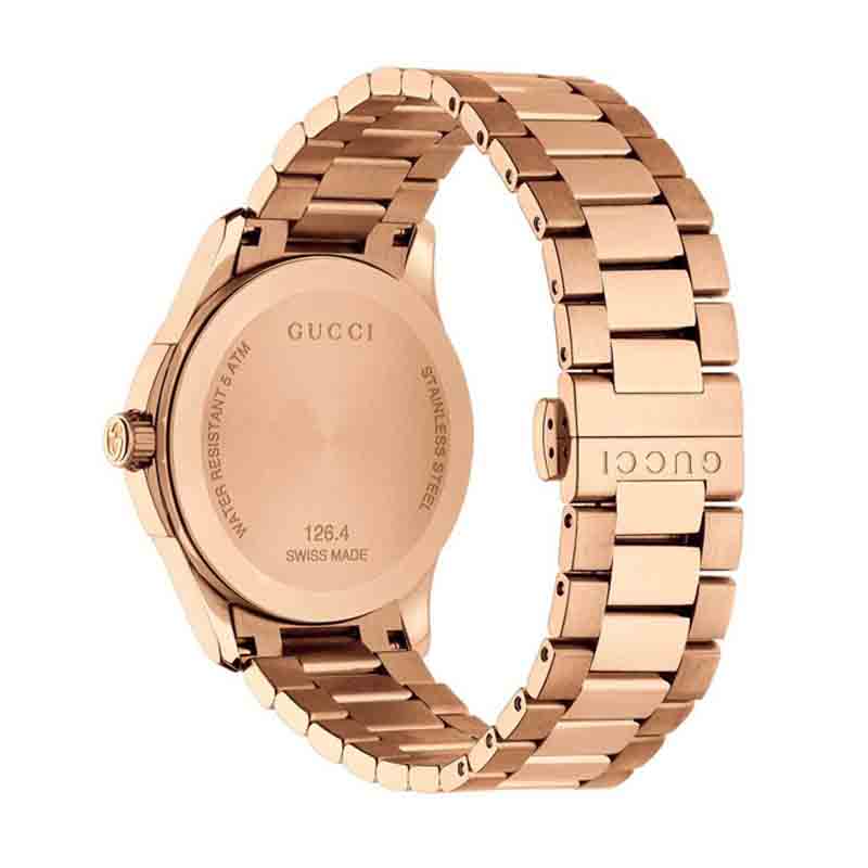  Shop Authentic Gucci G Timeless Quartz Gold Dial Gold Steel Strap Watch For Women - YA126482 - Luxxuri