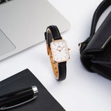  Shop Authentic Daniel Wellington Quadro White Dial Black Leather Strap Watch For Women - DW00100434 - Luxxuri
