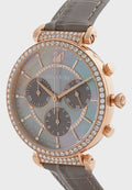  Shop Authentic Swarovski Passage Chrono Grey Dial Grey Leather Strap Watch for Women - 5580348 - Luxxuri