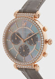  Shop Authentic Swarovski Passage Chrono Grey Dial Grey Leather Strap Watch for Women - 5580348 - Luxxuri
