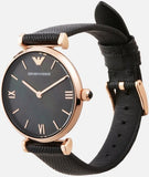  Shop Authentic Emporio Armani Gianni T Bar Black Mother of Pearl Dial Black Leather Strap Watch For Women - AR11060 - Luxxuri