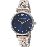  Shop Authentic Emporio Armani Gianni T Bar Crystal Blue Dial Two Tone Steel Strap Watch For Women - AR11092 - Luxxuri