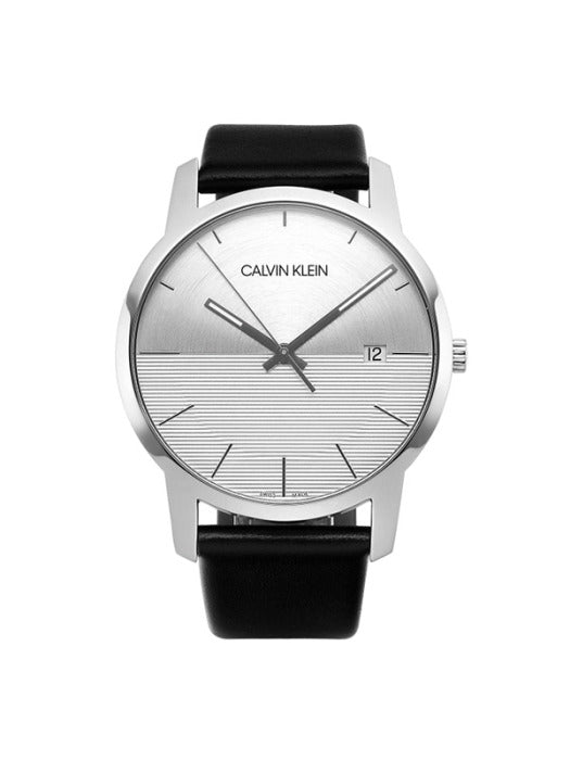  Shop Authentic Calvin Klein City White Dial Black Leather Strap Watch for Men - K2G2G1CD - Luxxuri