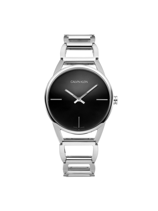  Shop Authentic Calvin Klein Stately Black Dial Silver Steel Strap Watch for Women - K3G23121 - Luxxuri