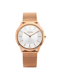  Shop Authentic Calvin Klein Minimal White Dial Rose Gold Mesh Bracelet Watch for Women - K3M22626 - Luxxuri