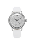  Shop Authentic Swarovski Crystalline Hours Silver Dial White Leather Strap Watch for Women - 5295383 - Luxxuri