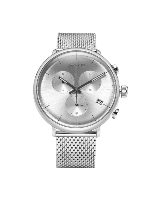  Shop Authentic Calvin Klein High Noon Silver Dial Silver Mesh Bracelet Watch for Men - K8M27126 - Luxxuri