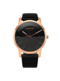  Shop Authentic Calvin Klein City Quartz Black Dial Black Leather Strap Watch for Men - K2G2G6CZ - Luxxuri
