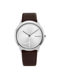  Shop Authentic Calvin Klein Minimal Silver Dial Brown Leather Strap Watch for Men - K3M221G6 - Luxxuri