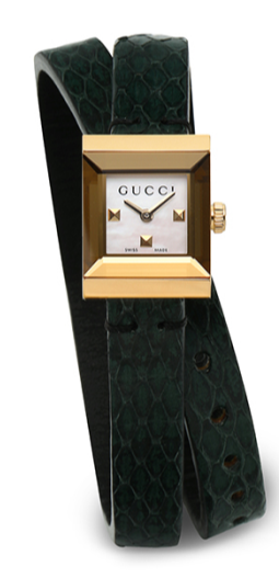  Shop Authentic Gucci G Frame Double Mother of Pearl Dial Green Leather Strap Watch For Women - YA128525 - Luxxuri