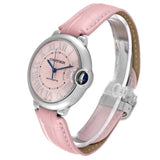  Shop Authentic Cartier Ballon Bleu De Cartier Pink Dial Pink Leather Strap Watch for Women - WSBB0007 - Luxxuri