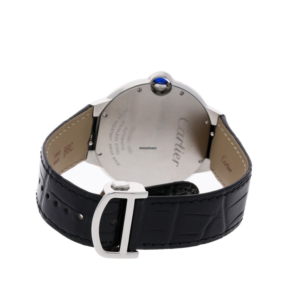  Shop Authentic Cartier Ballon Bleu de Cartier Silver Dial Black Leather Strap Watch for Men - WSBB0026 - Luxxuri