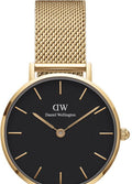  Shop Authentic Daniel Wellington Classic Petite Evergold Black Dial Gold Mesh Bracelet Watch For Women - DW00100349 - Luxxuri