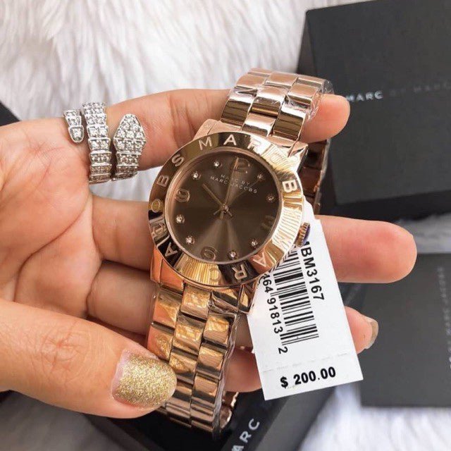  Shop Authentic Marc Jacobs Amy Brown Dial Rose Gold Steel Strap Watch for Women - MBM3167 - Luxxuri