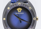  Shop Authentic Versace Shadov Quartz Black Dial Blue Leather Strap Watch for Men - VEBM00418 - Luxxuri