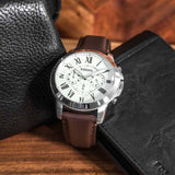  Shop Authentic Fossil Grant Chronograph White Dial Brown Leather Strap Watch for Men - FS4735 - Luxxuri