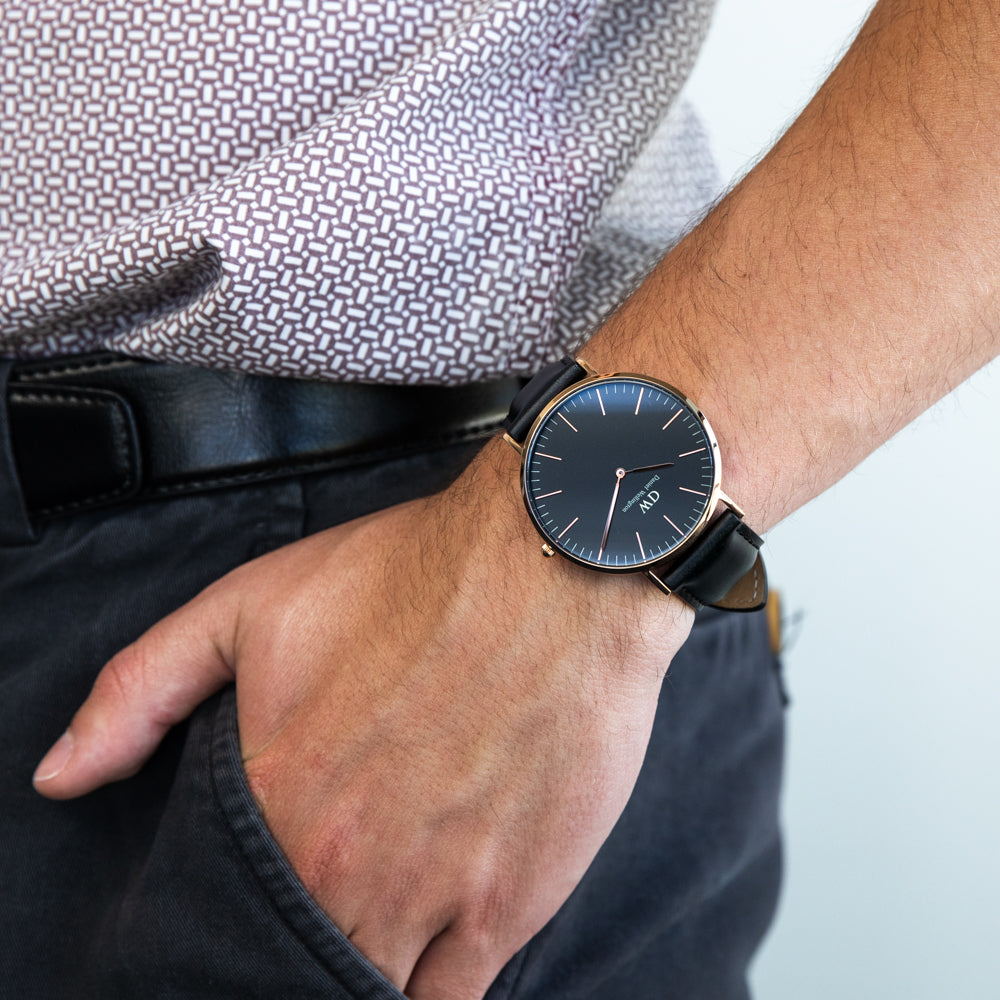  Shop Authentic Daniel Wellington Classic Sheffield Black Dial Black Leather Strap Watch For Men - DW00100127 - Luxxuri