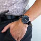  Shop Authentic Daniel Wellington Classic Sheffield Black Dial Black Leather Strap Watch For Men - DW00100127 - Luxxuri