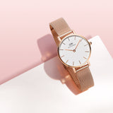  Shop Authentic Daniel Wellington Classic Petite Melrose White Dial Rose Gold Mesh Bracelet Watch For Women - DW00100163 - Luxxuri