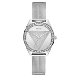  Shop Authentic Guess Tri Glitz Quartz Silver Dial Silver Mesh Bracelet Watch For Women - W1142L1 - Luxxuri