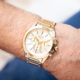  Shop Authentic Armani Exchange Drexler Chronograph Gold Dial Gold Steel Strap Watch For Men - AX2602 - Luxxuri