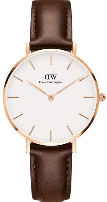  Shop Authentic Daniel Wellington Classic Petite Bristol White Dial Brown Leather Strap Watch For Women - DW00100171 - Luxxuri